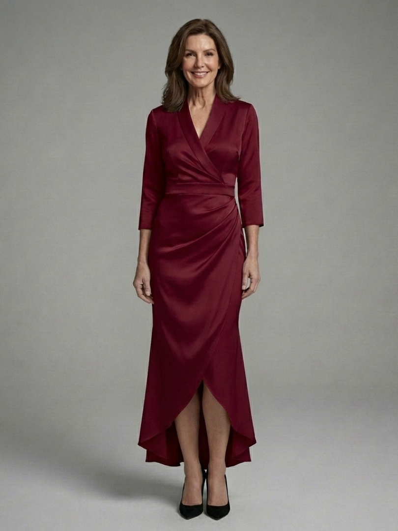 Esmesette | Long Sleeve Wrap High Low Midi Dress