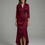Esmesette | Long Sleeve Wrap High Low Midi Dress