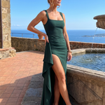 Lilamarie | Sleeveless Square Neck High Slit Maxi Dress