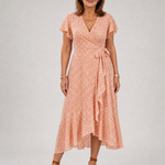 Vallette | Floral Wrap Ruffle Midi Dress