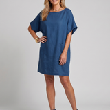 Marlia | Short Sleeve Patch Pockets Knee Length Dress
