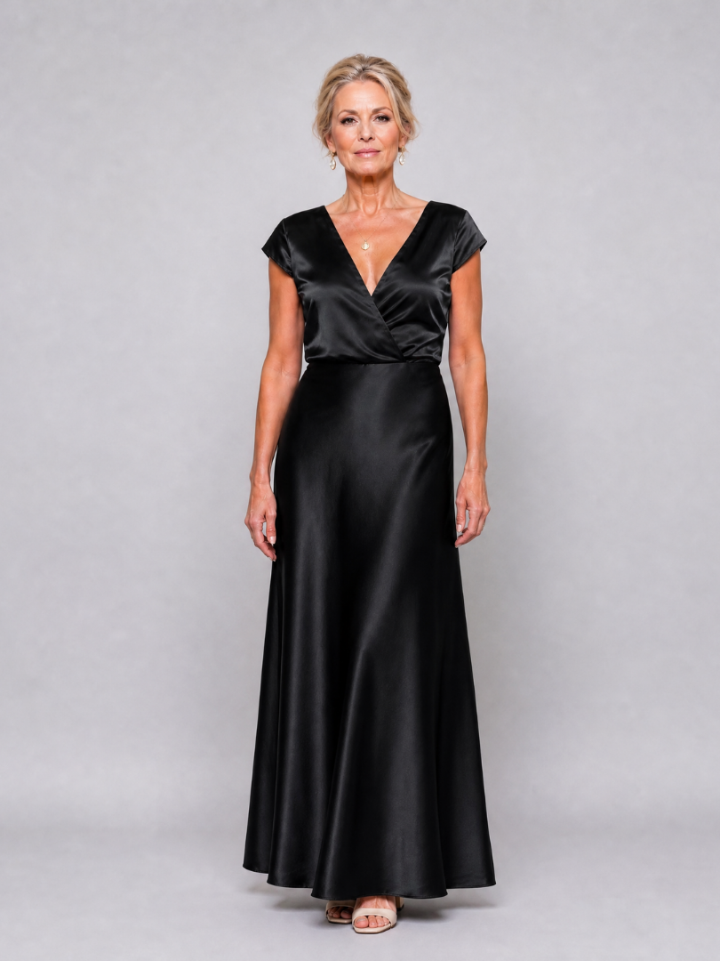 Dellora | Cap Sleeve Wrap Bodice Maxi Dress