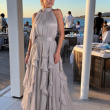 Tamsinmae | Halter Neck Ruffle Tiered Maxi Dress