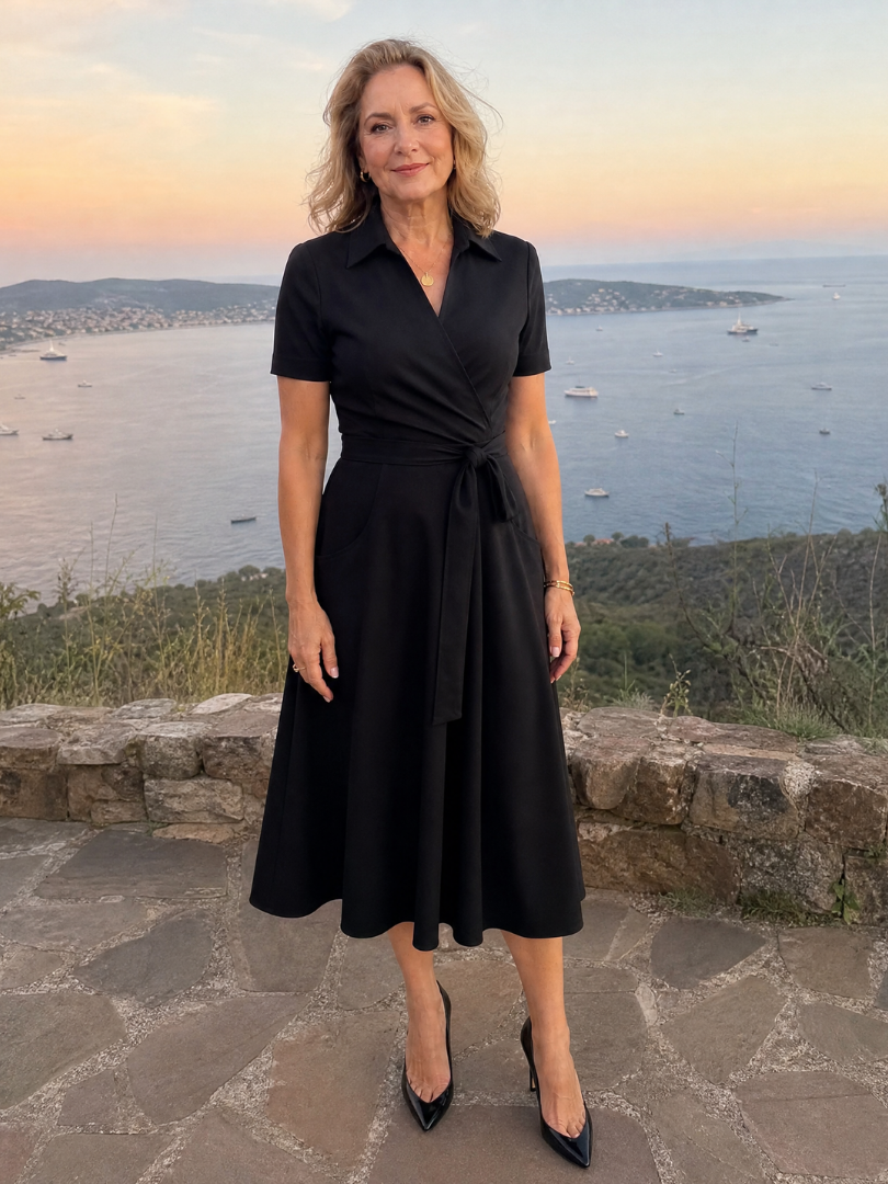 Laebeth | Collared Wrap Waist Midi Dress