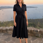 Laebeth | Collared Wrap Waist Midi Dress
