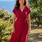 Romilia | Short Sleeve Wrap Tie Midi Dress