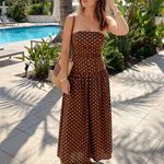 Romisette | Strapless Polka Dot Pattern Midi Dress