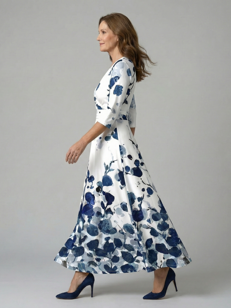 Liasette | Cross Wrap Neck Midi Dress