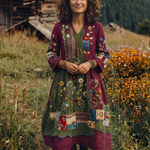 Fiodra | Embroidered Panel Long Sleeve Midi Dress
