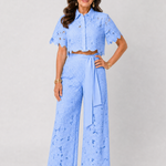 Elobelle | Lace Button Front Two Piece Pant Set