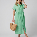 Roslora | Short Sleeve Stripe Pattern Midi Dress