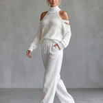 Dahlette | Open Shoulder Knit Top And Wide Leg Pants Set
