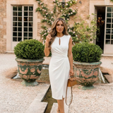 Wilina | Sleeveless Keyhole Ruched Midi Dress