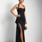Vellia | Halter Neck High Side Slit Maxi Dress