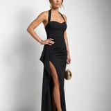 Vellia | Halter Neck High Side Slit Maxi Dress