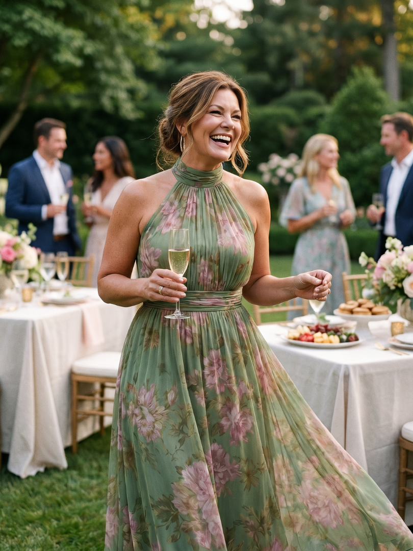 Dahwyn | Gathered Halter Midi Dress