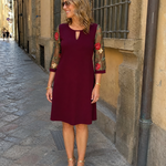 Casvia | Embroidered Mesh Sleeve Mini Dress