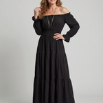 Sennarin | Off Shoulder Side Slit Midi Dress