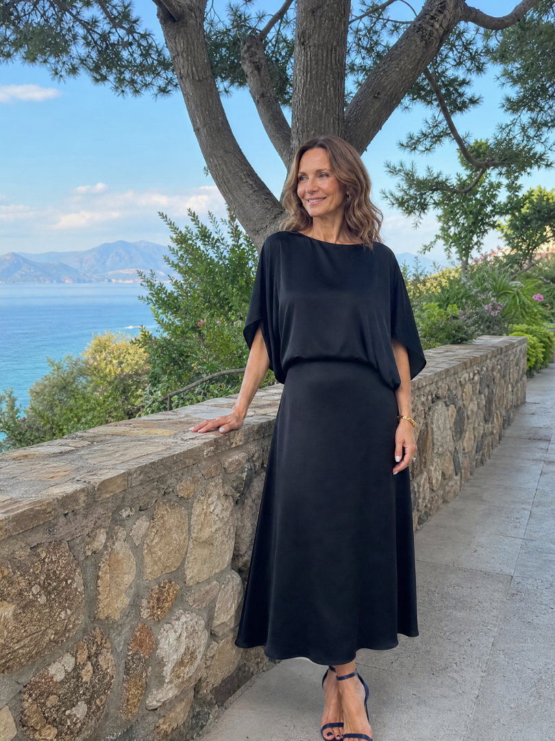 Dorine | Draped Overlay Midi Dress