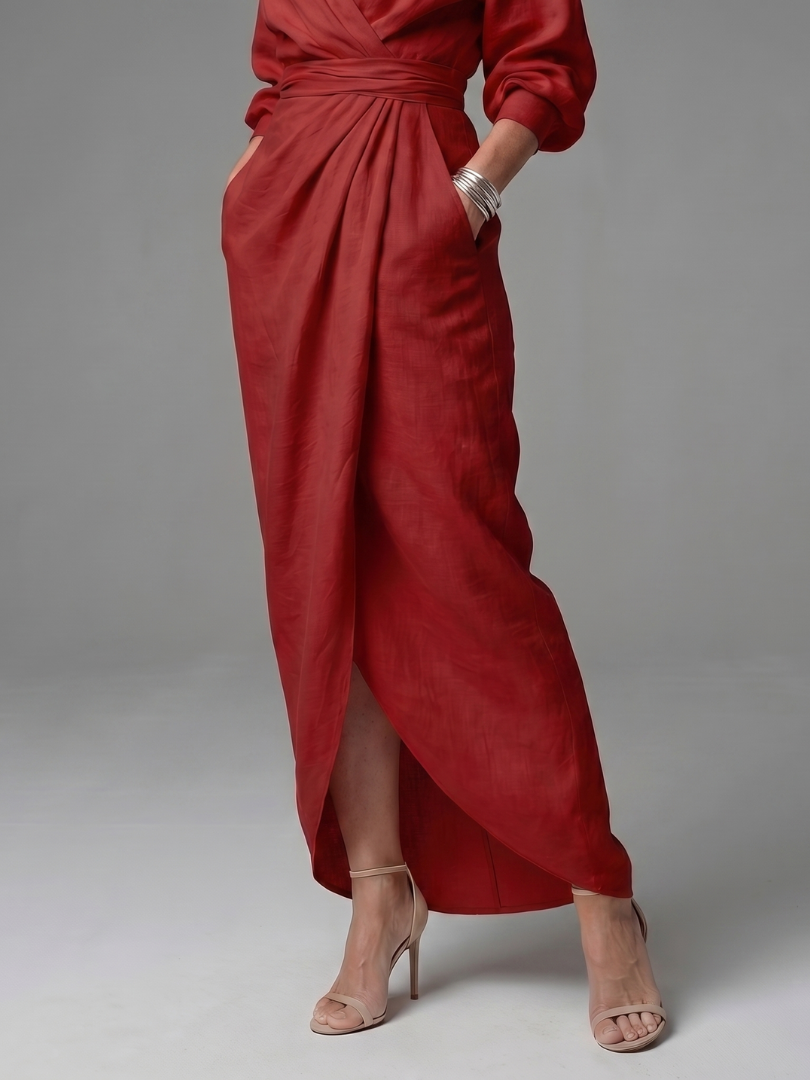 Giandra | Diagonal Drape Maxi Dress