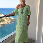 Vesrose | Striped Empire Waist Midi Dress