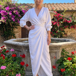 Senda | Long Sleeve Wrap Overlap Skirt Midi Dress
