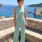 Dorney | Sleeveless Smooth Wide Leg Pants Set