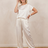 Beldra | Short Sleeve Drawstring Waist Pants Set