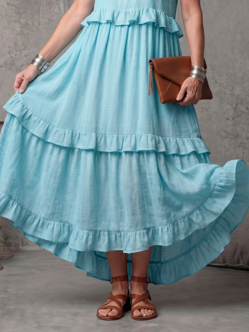 Vidassa | Tiered Ruffle Halter Maxi Dress