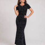 Callavia | Short Sleeve Crew Neck Midi Dress