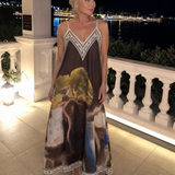 Caslyn | Scenic Print Sleeveless Flowing Midi Dress