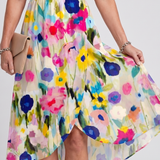 Daldra | Flutter Sleeve Gathered Waist Floral Print Midi Dress