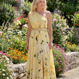 Dahina | Floral Print One Shoulder Belted Maxi Dress