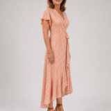Vallette | Floral Wrap Ruffle Midi Dress