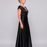 Dellora | Cap Sleeve Wrap Bodice Maxi Dress