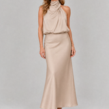 Taliana | Sleeveless Draped Neck Midi Dress
