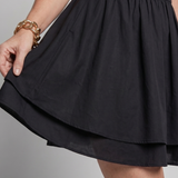 Halbeth | Sleeveless Square Neck Fitted Waist Mini Dress