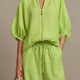 Halrin | Zip Front Blouson Top Wide Leg Set