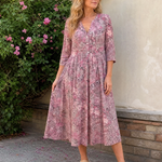 Daline | Vintage Front Three Quarter Sleeve Midi Dress