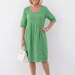 Linnthea | Gathered Front Half Sleeve Knee Length Dress