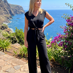 Maelette | Simple V Neck Strap Short Top Wide-leg Pants Sets