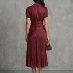 Mirna | Pleated Waistline Stripe Midi Dress