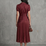 Mirna | Pleated Waistline Stripe Midi Dress