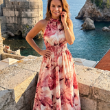 Fionia | Gathered Waist Abstract Print Midi Dress