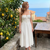 Kalwynne | Spaghetti Strap Ruched Bodice Midi Dress