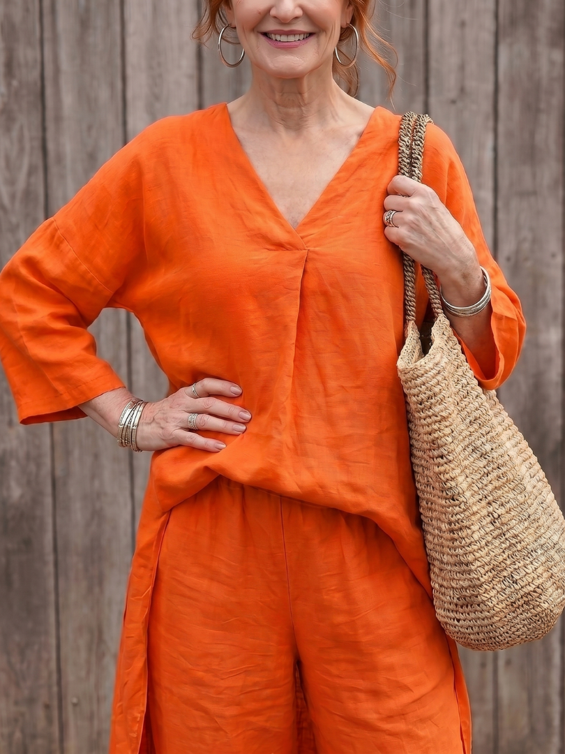 Penwynne | Loose Tunic Top Wide Leg Pant Set