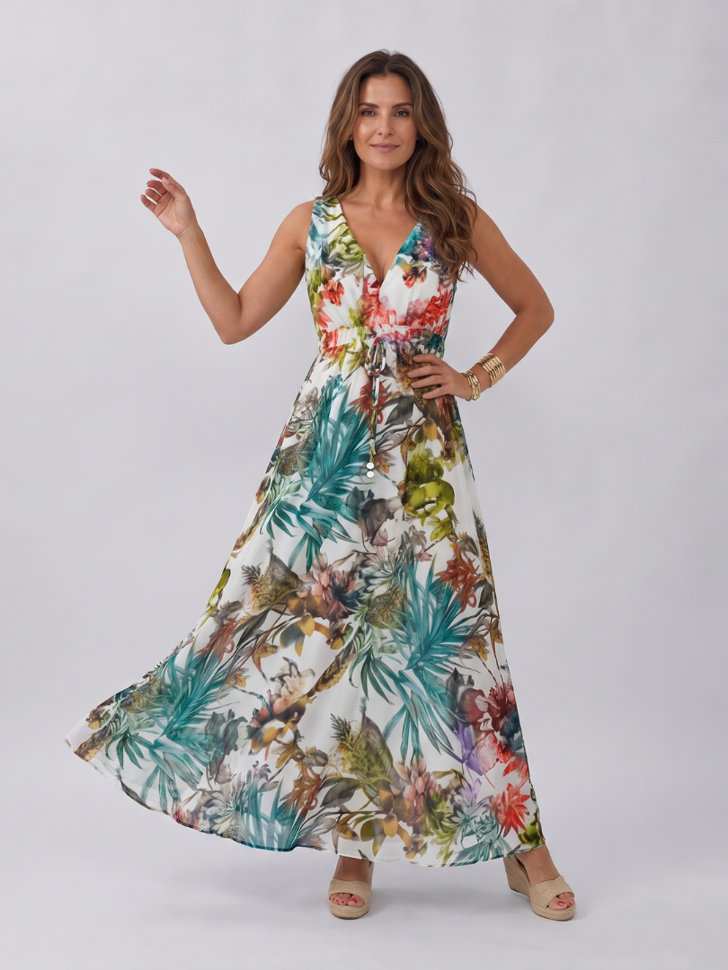 Velmae | Sleeveless Empire Waist Midi Dress