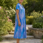 Vesine | Floral Collared Short Sleeve Midi Dress