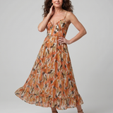 Marwyn | Spaghetti Strap Abstract Print Midi Dress