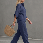 Frebeth | Button Front Relaxed Tunic Trouser Set